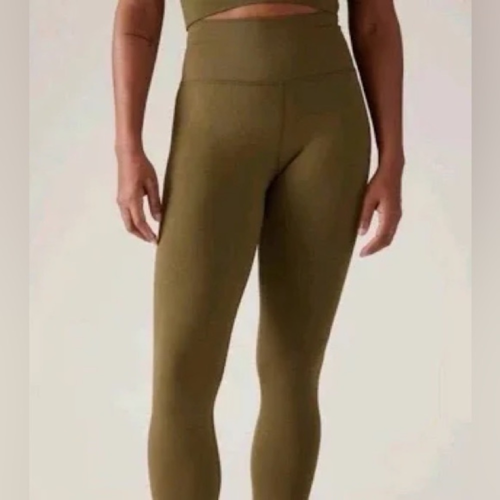 Athleta Aurora Seamless High-Waist Leggings Ribbed Crop Olive
Green, XS EUC - Picture 2 of 7